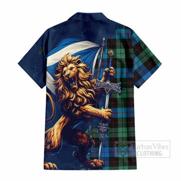 Guthrie Tartan Family Crest Hawaiian Shirt with Scottish Majestic Lion - Tartan Vibes Clothing
