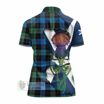 Tartan Vibes Clothing Guthrie Tartan Family Crest Women's Polo Shirt Scottish Thistle Celtic Inspired