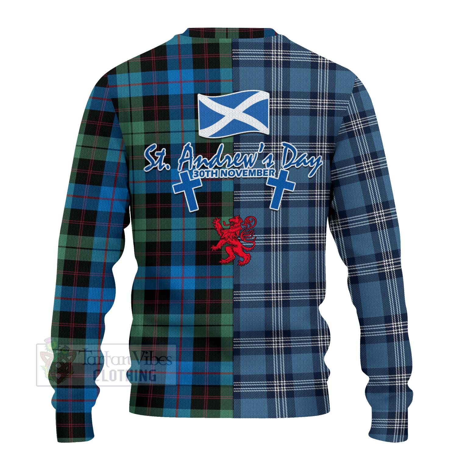 Guthrie Tartan Knitted Sweater Happy St. Andrew's Day Half Tartan Style - Tartan Vibes Clothing