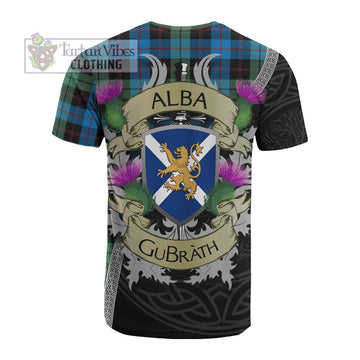 Guthrie Tartan Family Crest Cotton T-shirt Lion Rampant Royal Thistle Shield Celtic Inspired