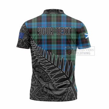 Guthrie Crest Tartan Zipper Polo Shirt with New Zealand Silver Fern Half Style - Tartan Vibes Clothing
