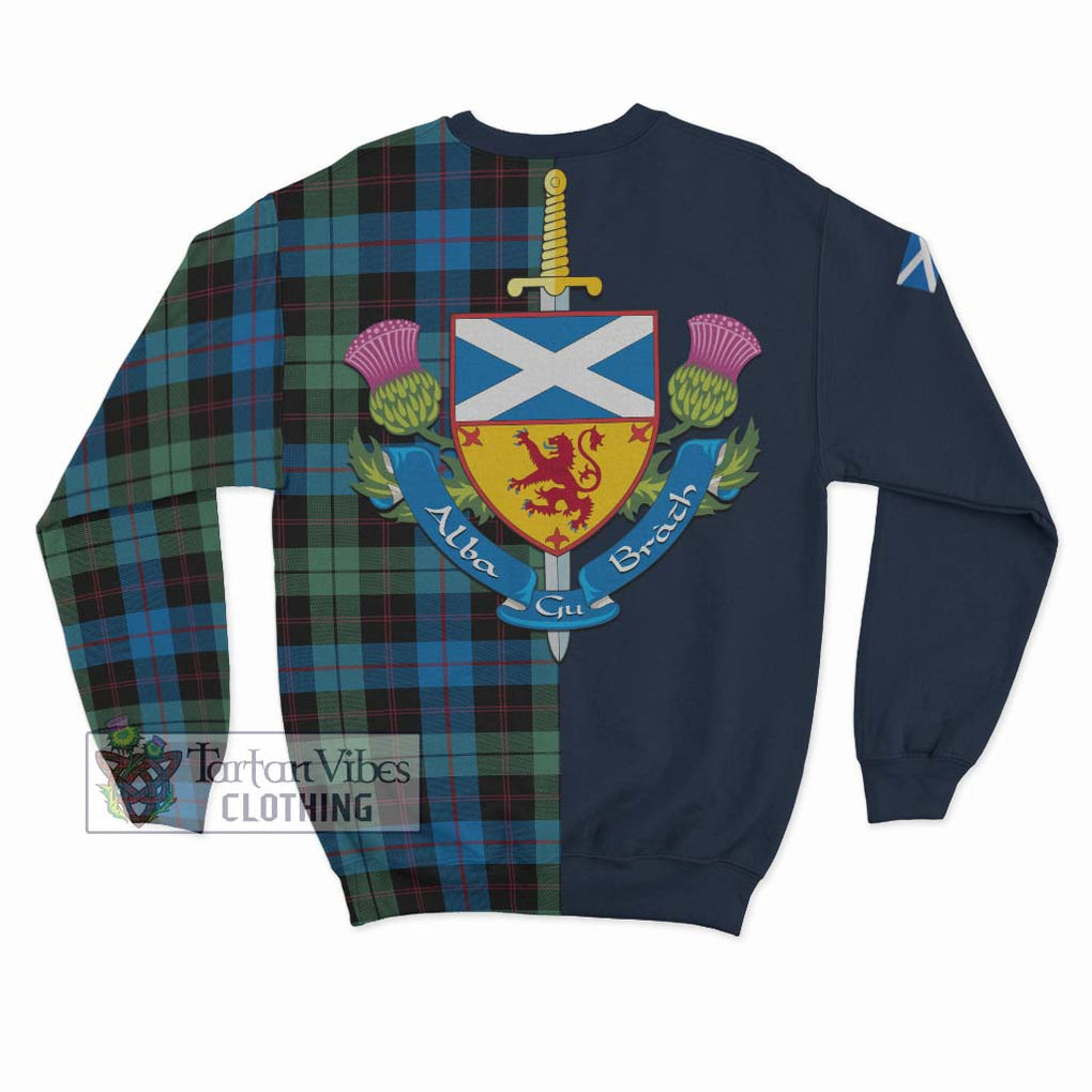 Guthrie Tartan Sweatshirt Alba with Scottish Lion Royal Arm Half Style - Tartan Vibes Clothing