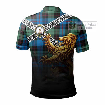 Guthrie Crest Tartan Polo Shirt with Golden Lion Emblem Celtic Style