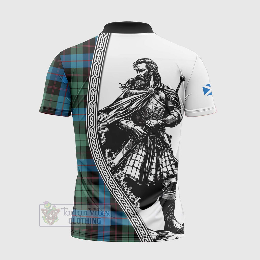 Guthrie Tartan Clan Crest Zipper Polo Shirt with Highlander Warrior Celtic Style - Tartan Vibes Clothing