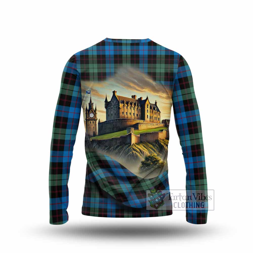 Guthrie Tartan Family Crest Long Sleeve T-Shirt with Scottish Ancient Castle Style - Tartan Vibes Clothing