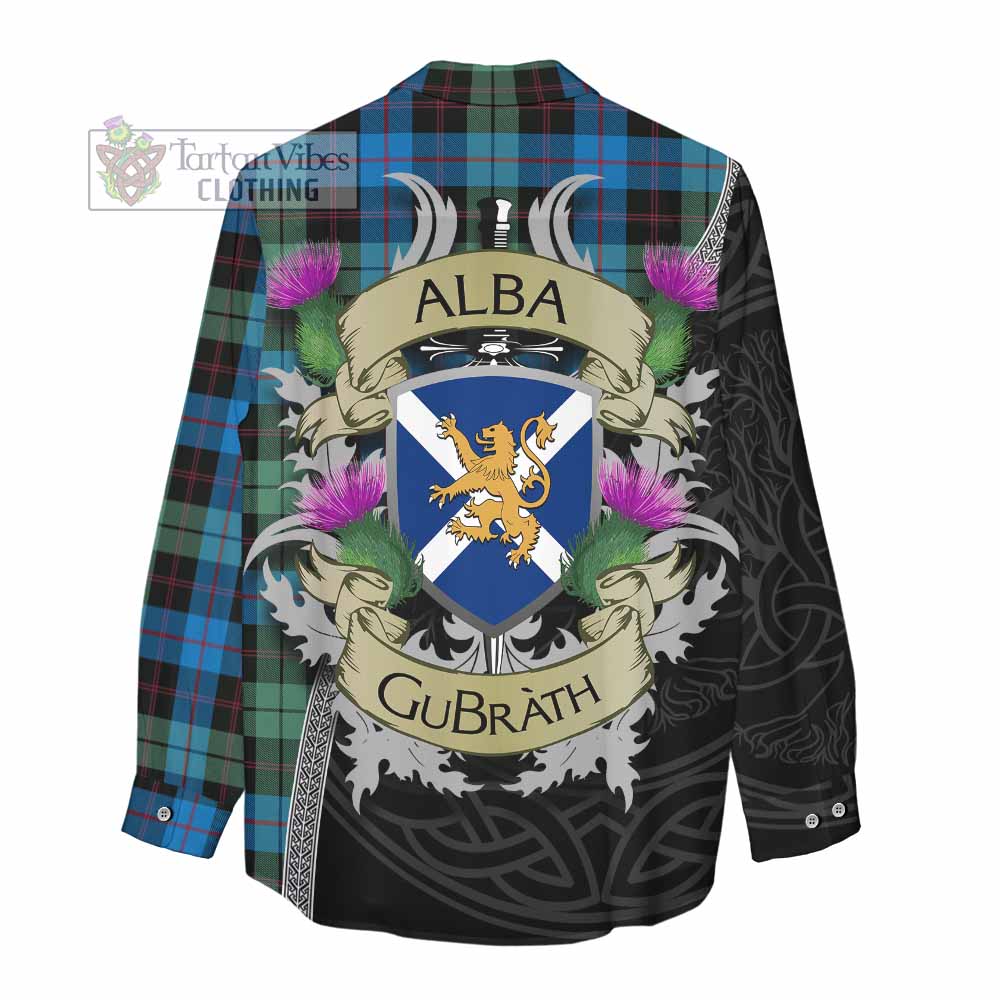 Tartan Vibes Clothing Guthrie Tartan Family Crest Women's Casual Shirt Lion Rampant Royal Thistle Shield Celtic Inspired