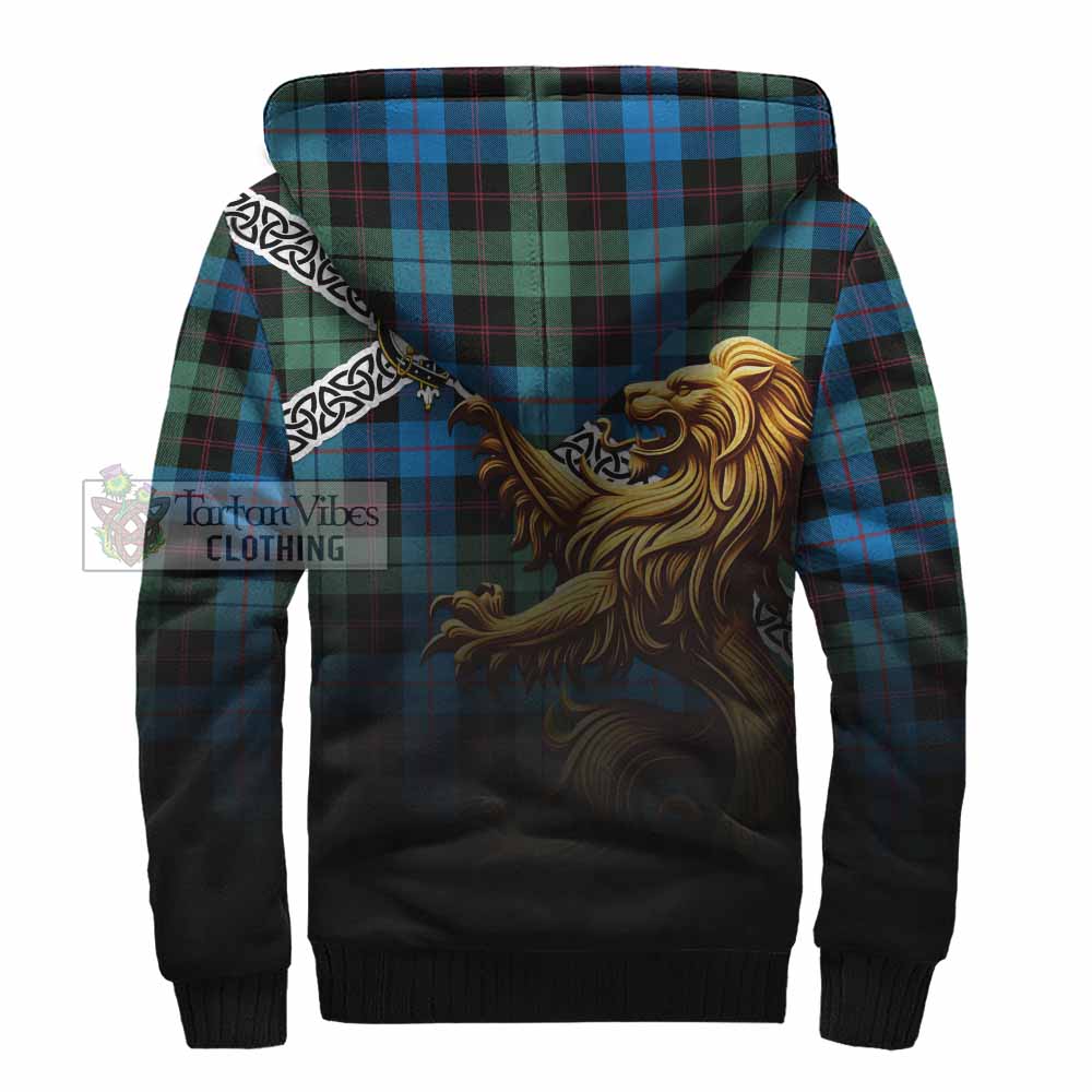 Tartan Vibes Clothing Guthrie Crest Tartan Sherpa Hoodie with Golden Lion Emblem Celtic Style