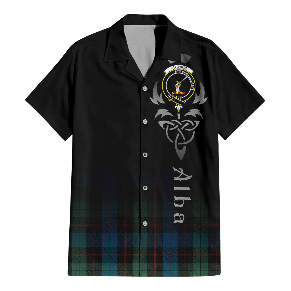 Guthrie Tartan Hawaiian Shirt Shirt Featuring Alba Gu Brath Family Crest Celtic Inspired - Tartan Vibes Clothing
