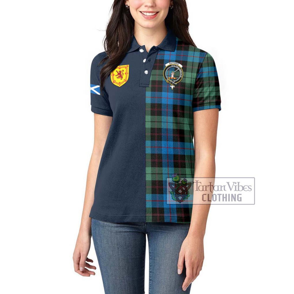 Guthrie Tartan Women's Polo Shirt Alba with Scottish Lion Royal Arm Half Style - Tartan Vibes Clothing