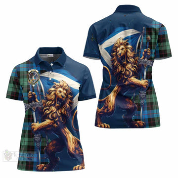 Guthrie Tartan Family Crest Women's Polo Shirt with Scottish Majestic Lion - Tartan Vibes Clothing