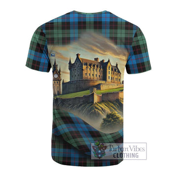 Guthrie Tartan Family Crest Cotton T-shirt with Scottish Ancient Castle Style