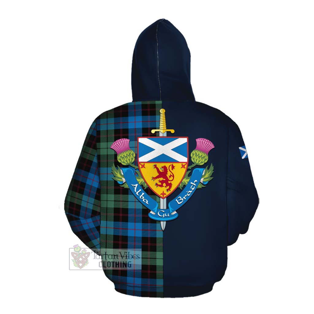 Tartan Vibes Clothing Guthrie Tartan Cotton Hoodie Alba with Scottish Lion Royal Arm Half Style