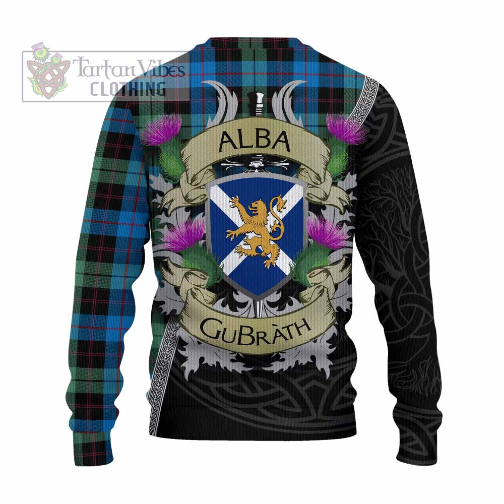 Guthrie Tartan Family Crest Knitted Sweater Lion Rampant Royal Thistle Shield Celtic Inspired - Tartan Vibes Clothing