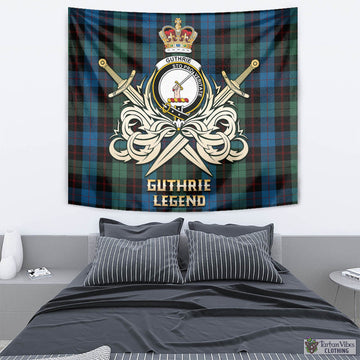 Guthrie Tartan Tapestry with Clan Crest and the Golden Sword of Courageous Legacy - Tartan Vibes Clothing