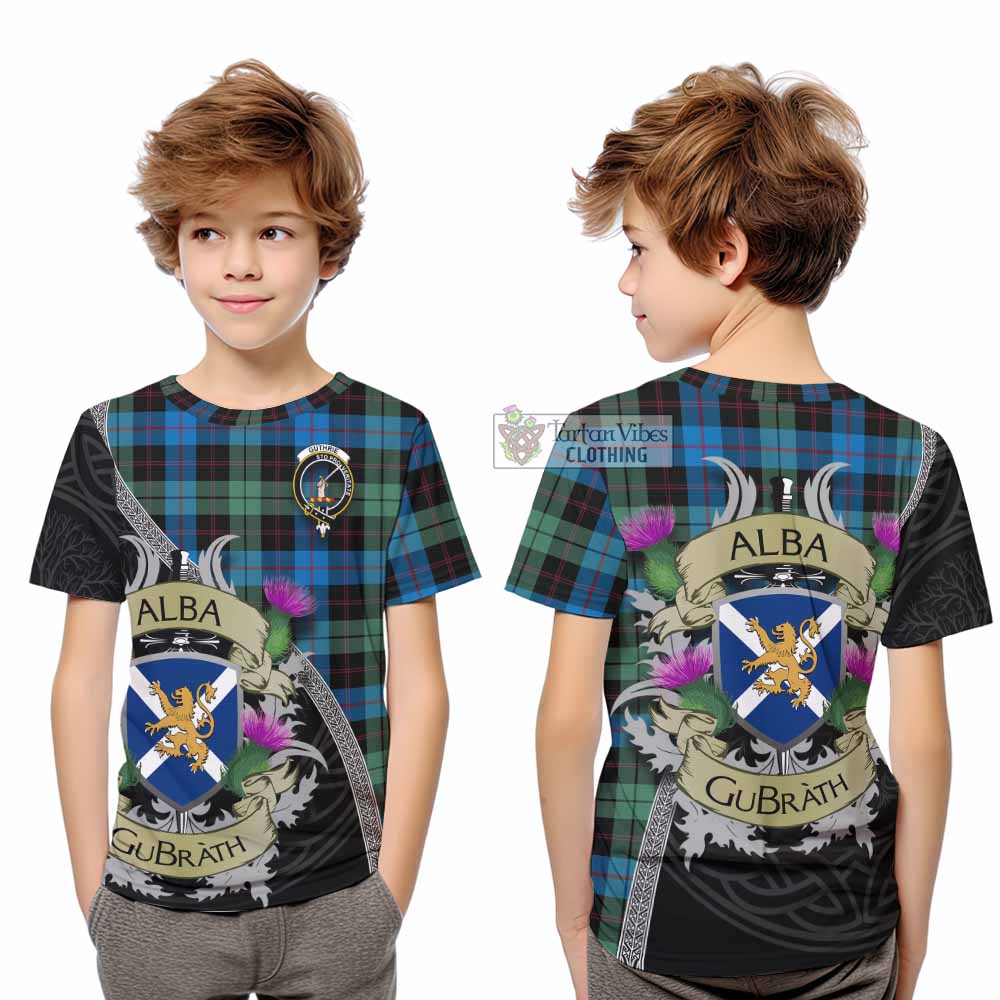 Guthrie Tartan Family Crest Kid T-Shirt Lion Rampant Royal Thistle Shield Celtic Inspired - Tartan Vibes Clothing