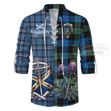 Guthrie Tartan Ghillie Kilt Shirt Happy St. Andrew's Day Half Tartan Style - Tartan Vibes Clothing