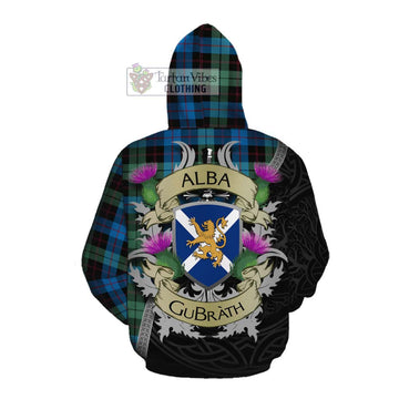 Guthrie Tartan Family Crest Cotton Hoodie Lion Rampant Royal Thistle Shield Celtic Inspired