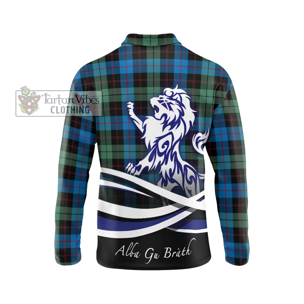 Guthrie Tartan Long Sleeve Polo Shirt with Alba Gu Brath Regal Lion Emblem - Tartan Vibes Clothing