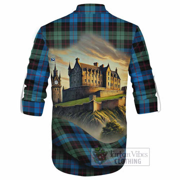 Guthrie Tartan Family Crest Ghillie Kilt Shirt with Scottish Ancient Castle Style - Tartan Vibes Clothing
