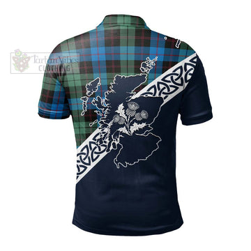 Guthrie Tartan Polo Shirt Featuring Thistle and Scotland Map - Tartanvibesclothing Store