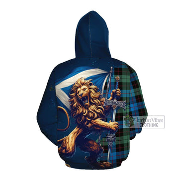 Guthrie Tartan Family Crest Cotton Hoodie with Scottish Majestic Lion