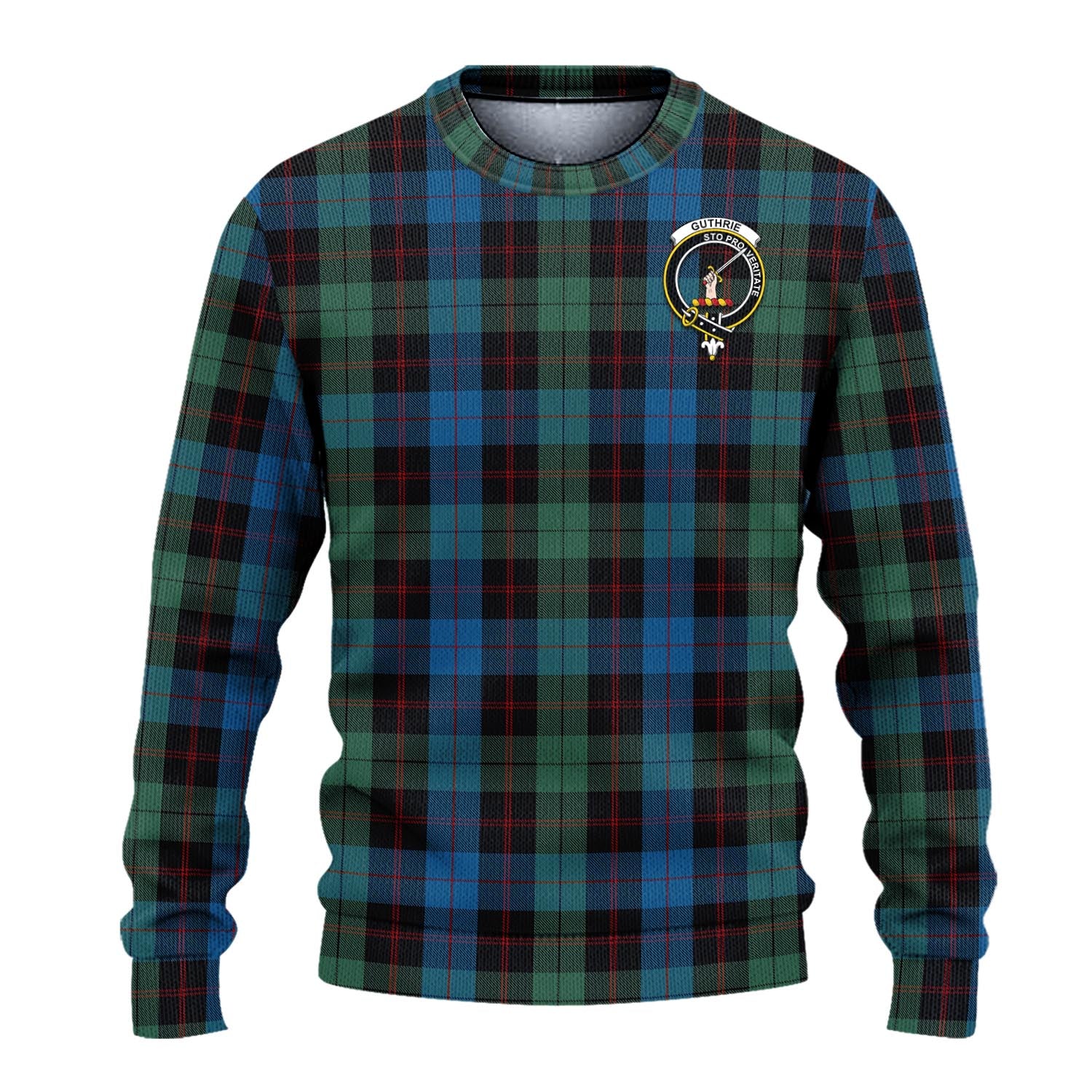 Guthrie Tartan Ugly Sweater with Family Crest - Tartan Vibes Clothing