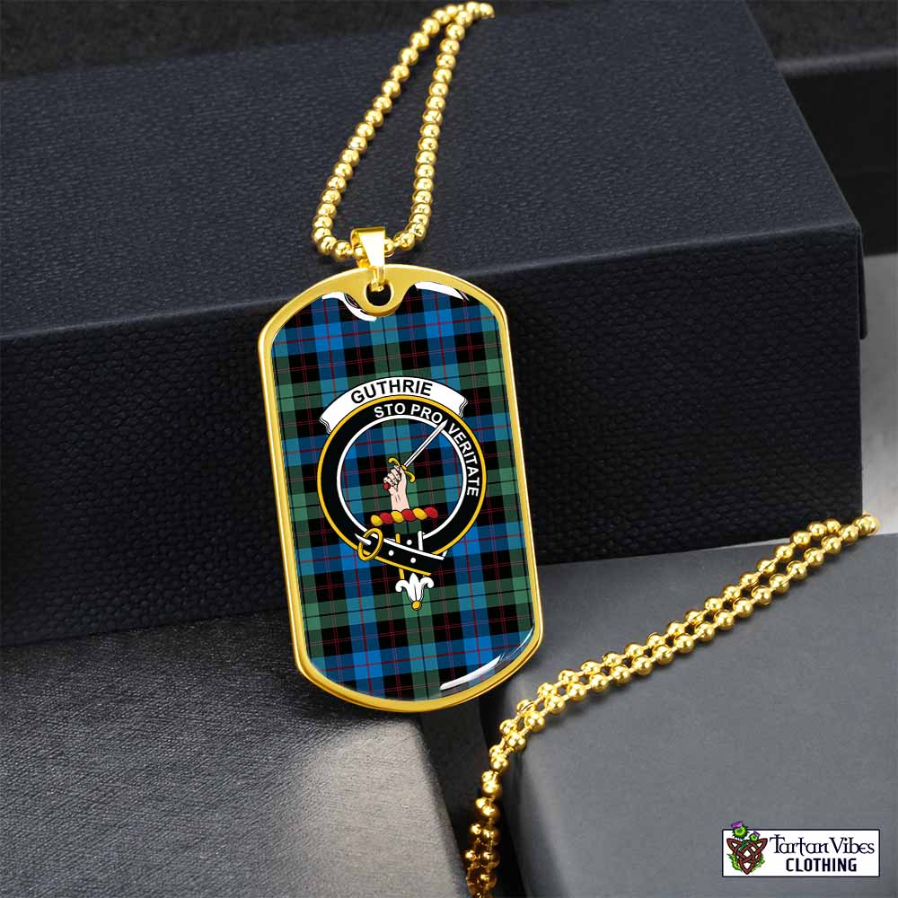Guthrie Tartan Dog Tag Necklace with Family Crest Gold No - Tartan Vibes Clothing