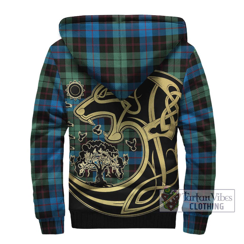 Guthrie Tartan Sherpa Hoodie with Family Crest Celtic Wolf Style - Tartan Vibes Clothing