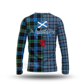 Guthrie Tartan Long Sleeve T-Shirt Happy St. Andrew's Day Half Tartan Style - Tartan Vibes Clothing