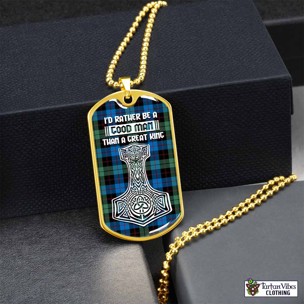 Guthrie Tartan Dog Tag Necklace Viking Mjolnir Style Gold No - Tartan Vibes Clothing