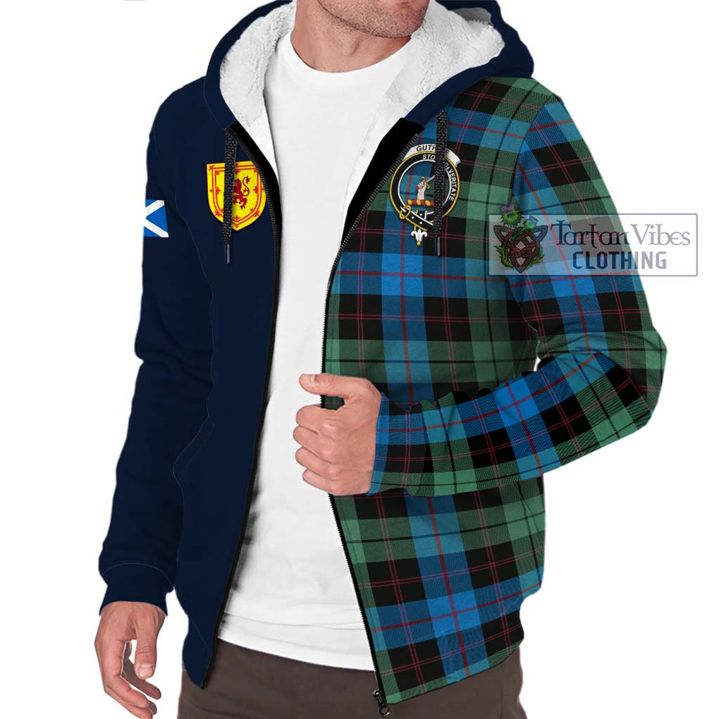 Tartan Vibes Clothing Guthrie Tartan Sherpa Hoodie with Scottish Lion Royal Arm Half Style