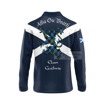 Guthrie Tartan Lion Rampant Long Sleeve Polo Shirt Proudly Display Your Heritage with Alba Gu Brath and Clan Name - Tartan Vibes Clothing