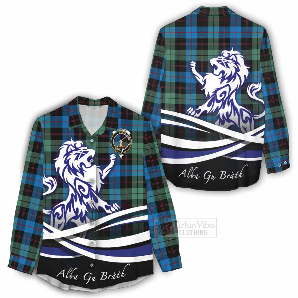 Guthrie Tartan Women's Casual Shirt with Alba Gu Brath Regal Lion Emblem - Tartan Vibes Clothing