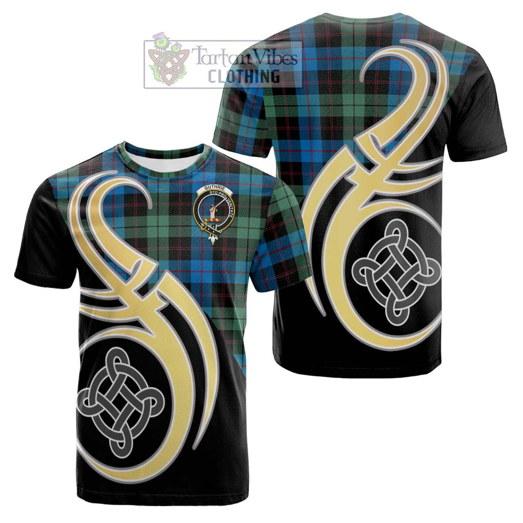 Tartan Vibes Clothing Guthrie Tartan Cotton T-shirt with Family Crest and Celtic Symbol Style