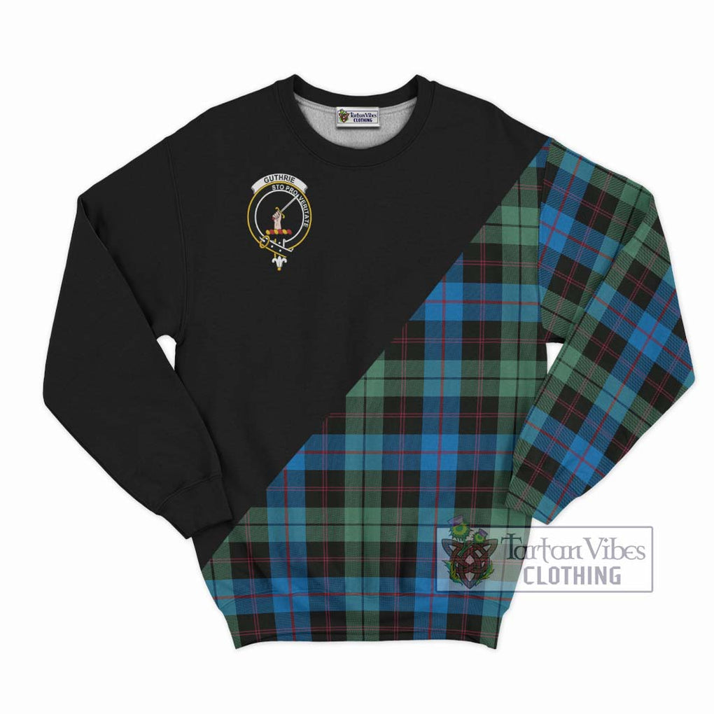 Guthrie Tartan Sweatshirt with Family Crest and Military Logo Style - Tartan Vibes Clothing