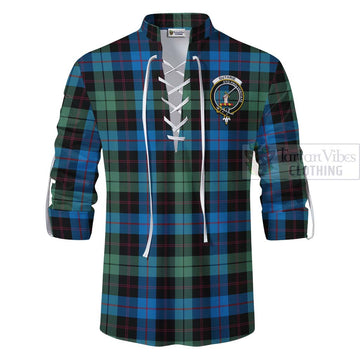 Guthrie Tartan Ghillie Kilt Shirt with Family Crest Celtic Skull Style - Tartan Vibes Clothing