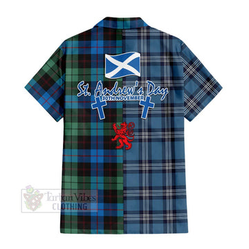 Guthrie Tartan Hawaiian Shirt Happy St. Andrew's Day Half Tartan Style - Tartan Vibes Clothing