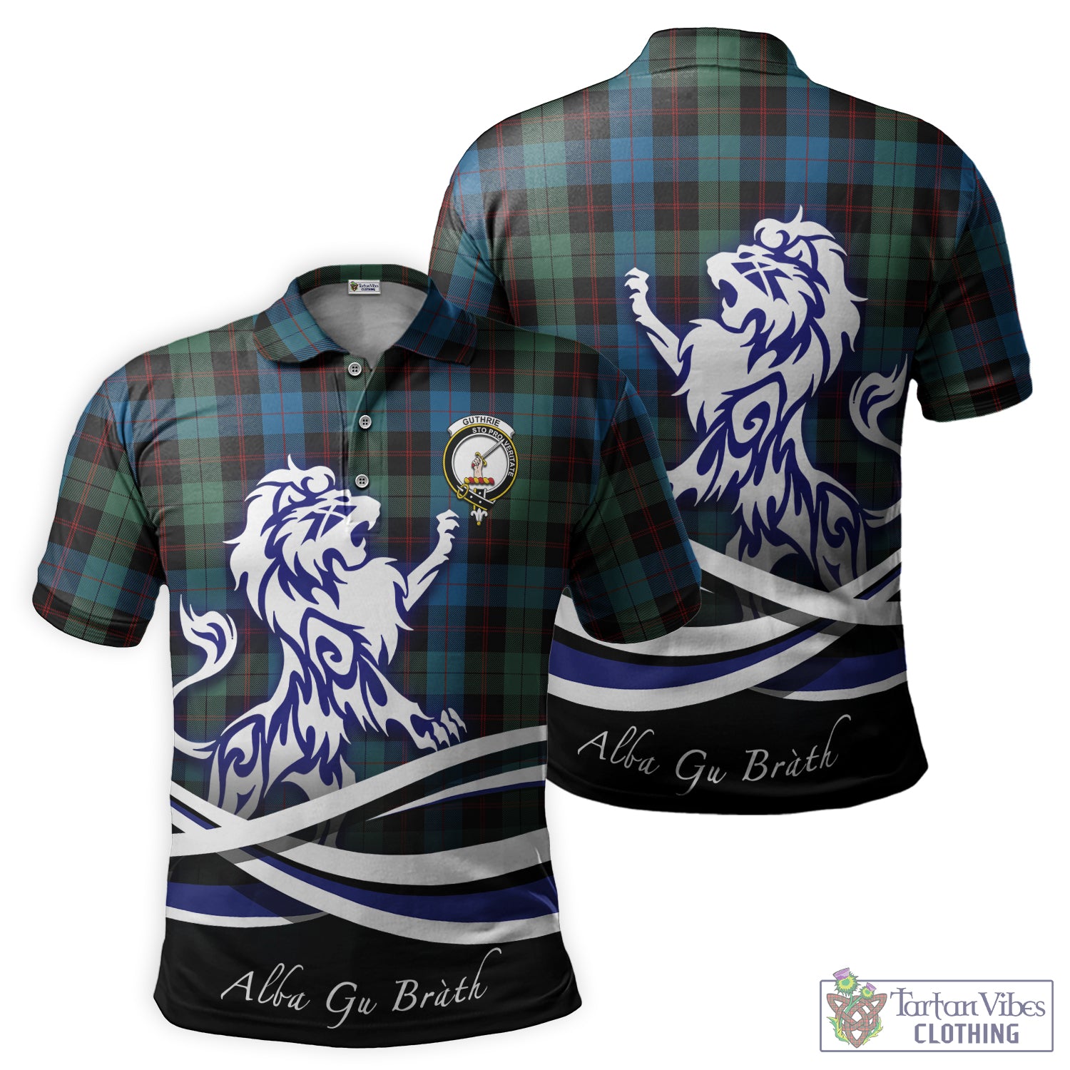 Guthrie Tartan Polo Shirt with Alba Gu Brath Regal Lion Emblem - Tartan Vibes Clothing