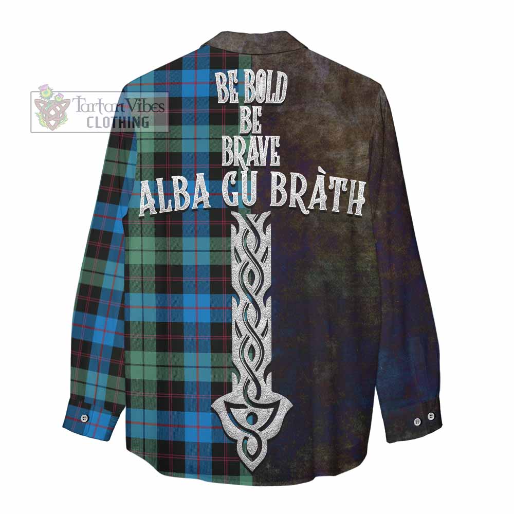 Tartan Vibes Clothing Guthrie Tartan Family Crest Women's Casual Shirt Alba Gu Brath Be Brave Lion Ancient Style