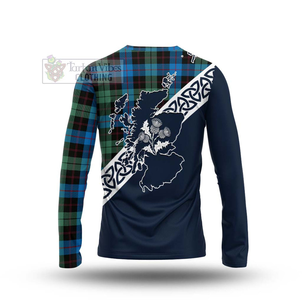 Guthrie Tartan Long Sleeve T-Shirt Featuring Thistle and Scotland Map - Tartan Vibes Clothing