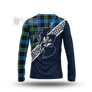Guthrie Tartan Long Sleeve T-Shirt Featuring Thistle and Scotland Map - Tartan Vibes Clothing