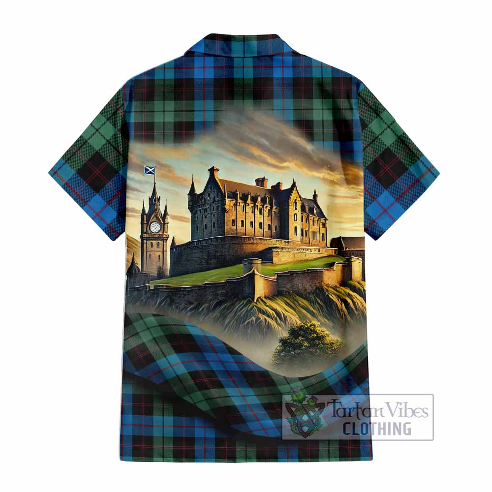Guthrie Tartan Family Crest Hawaiian Shirt with Scottish Ancient Castle Style - Tartan Vibes Clothing