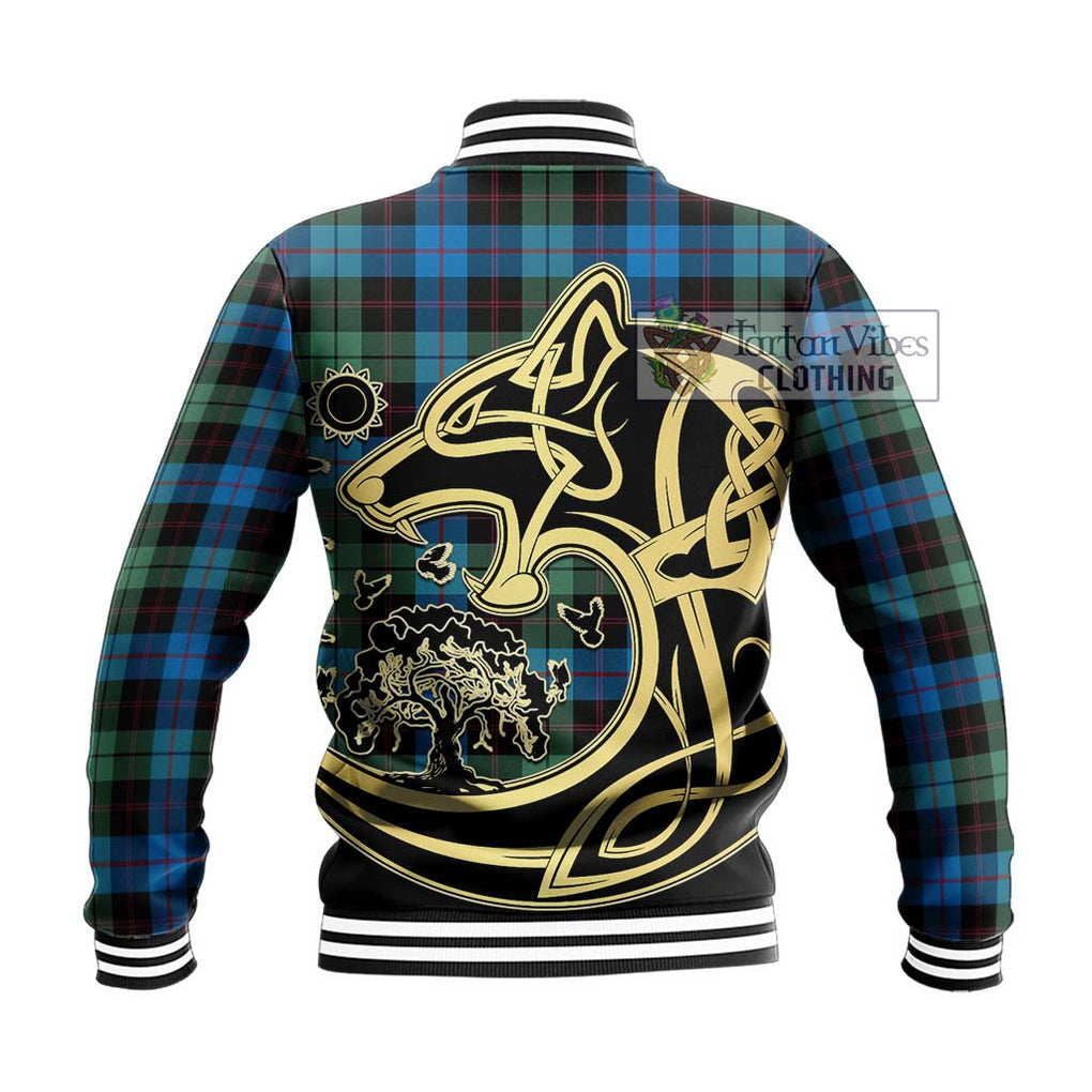 Guthrie Tartan Baseball Jacket with Family Crest Celtic Wolf Style - Tartan Vibes Clothing