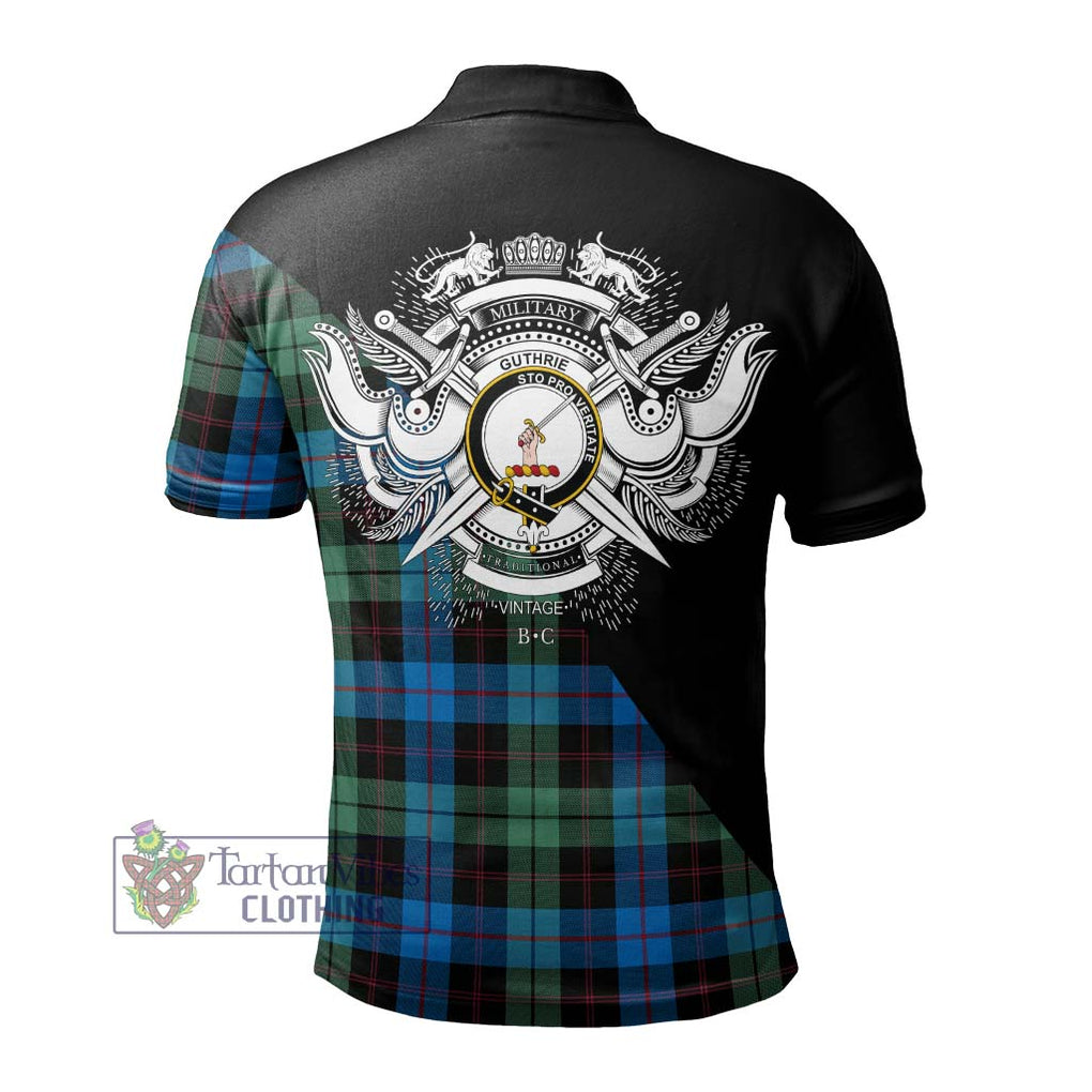 Guthrie Tartan Polo Shirt with Family Crest and Military Logo Style - Tartan Vibes Clothing