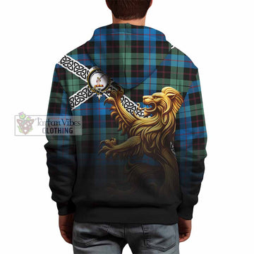 Guthrie Crest Tartan Hoodie with Golden Lion Emblem Celtic Style