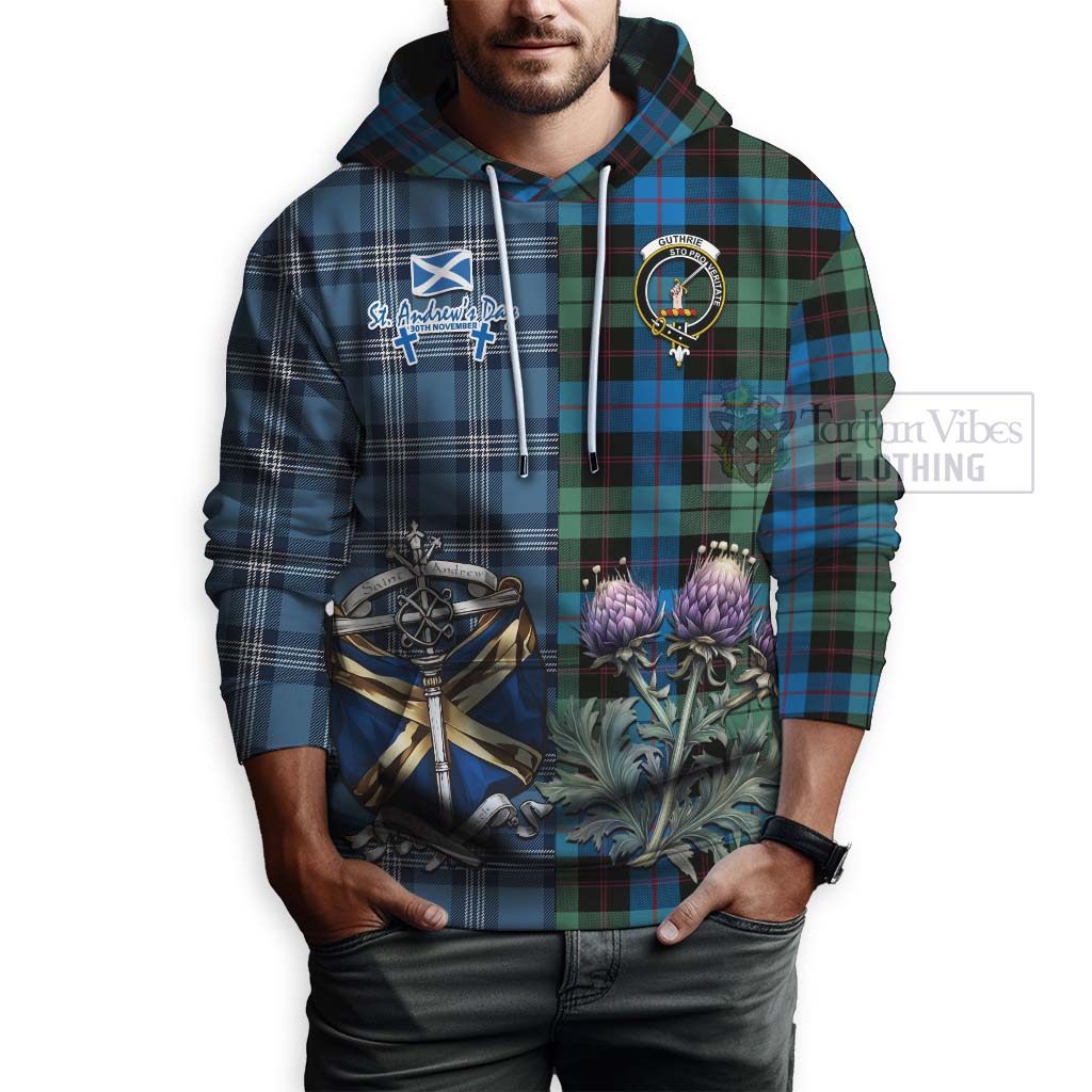 Guthrie Tartan Hoodie Happy St. Andrew's Day Half Tartan Style - Tartan Vibes Clothing