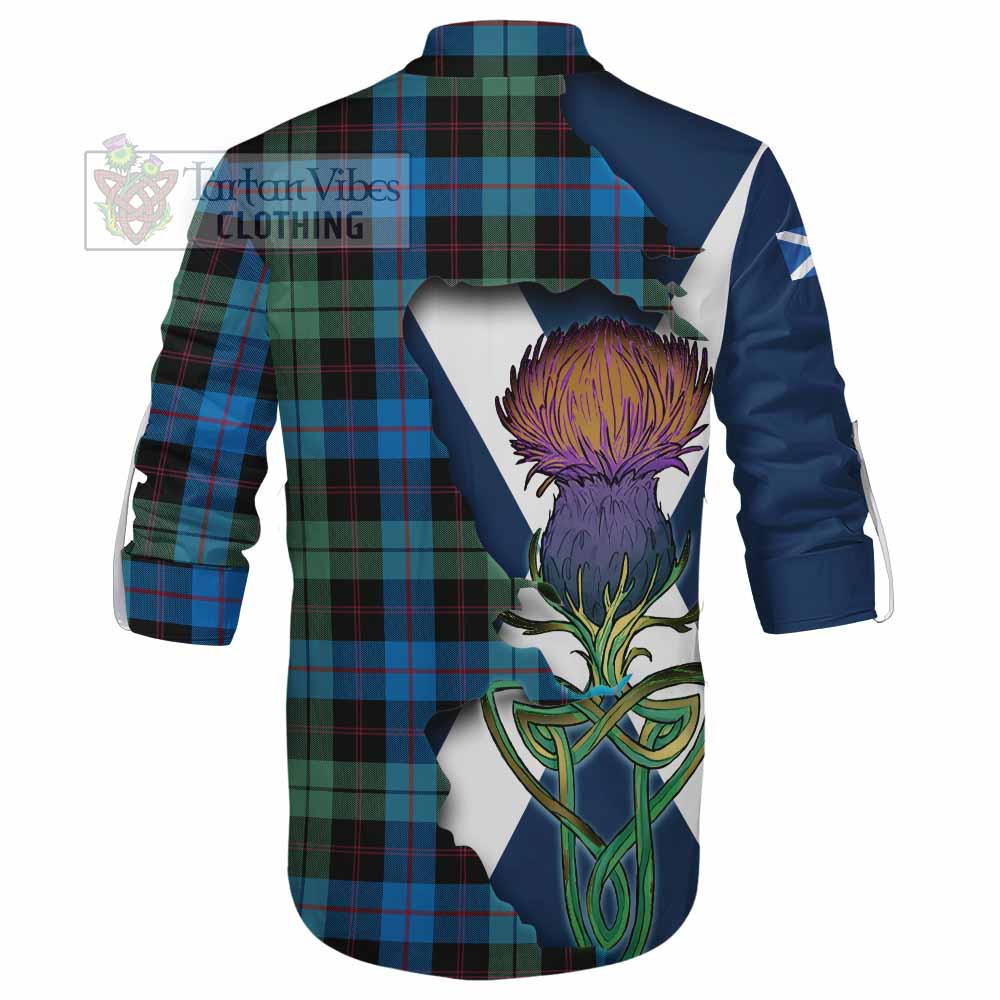 Tartan Vibes Clothing Guthrie Tartan Family Crest Ghillie Kilt Shirt Scottish Thistle Celtic Inspired