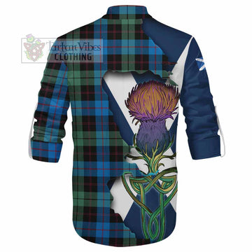 Tartan Vibes Clothing Guthrie Tartan Family Crest Ghillie Kilt Shirt Scottish Thistle Celtic Inspired