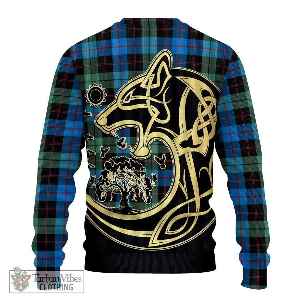 Guthrie Tartan Ugly Sweater with Family Crest Celtic Wolf Style - Tartan Vibes Clothing