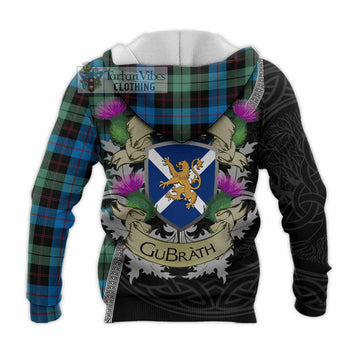 Guthrie Tartan Family Crest Knitted Hoodie Lion Rampant Royal Thistle Shield Celtic Inspired